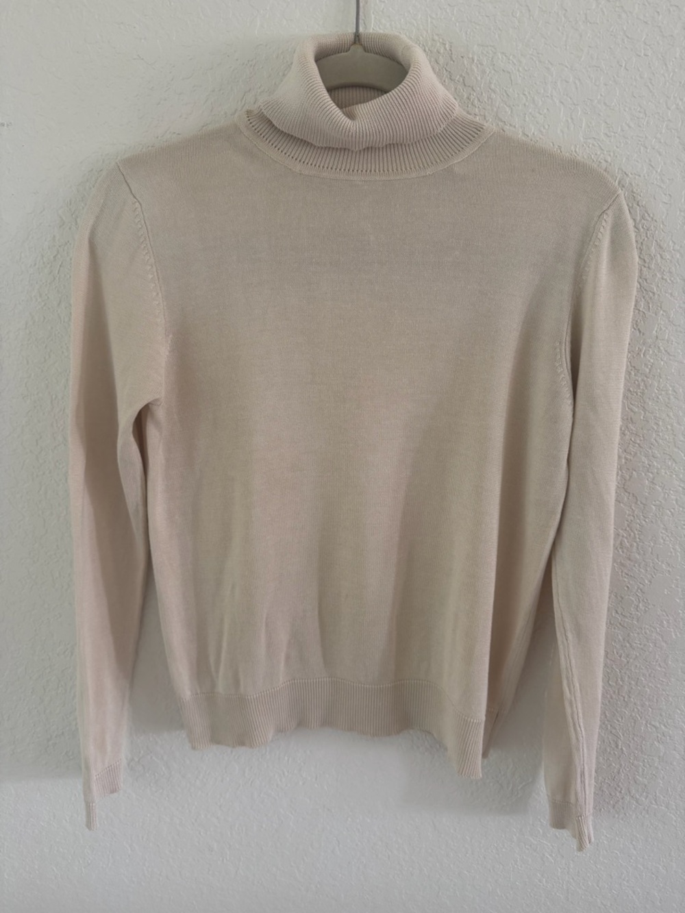 Valerie Stevens 100% Pure Silk Turtleneck Sweater - Ivory - Size S
